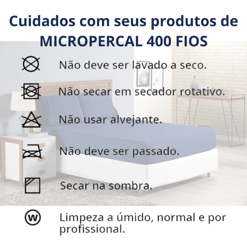 Jogo de Lençol 400 Fios Micropercal Ponto Palito Acetinado