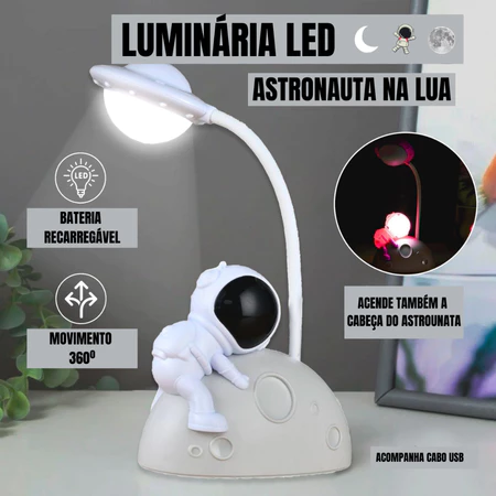 Luminária Astronauta Led USB Recarregável