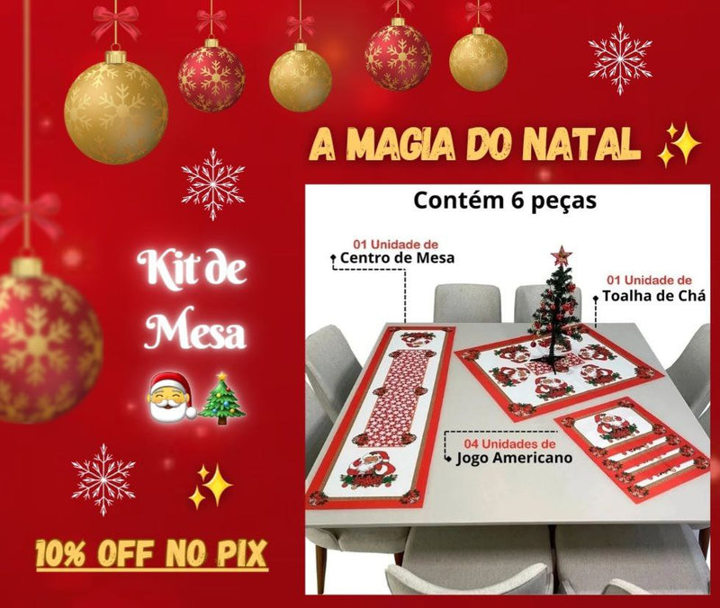 Kit de Mesa Natal 6 Peças